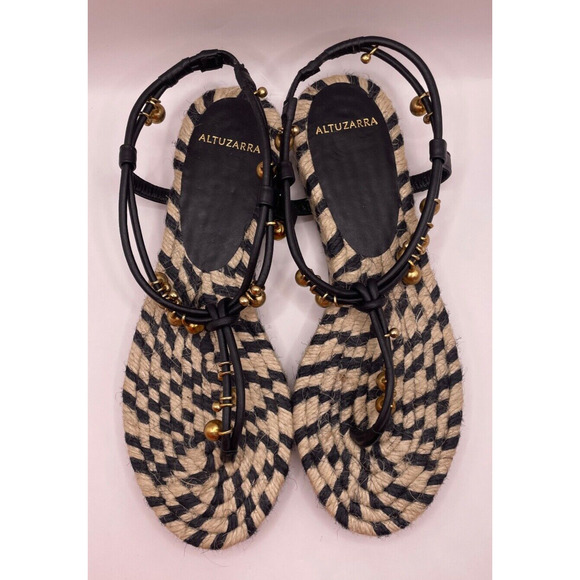 ALTUZARRA Made In Spain Beaded Espadrille Thong Sandals Size 35 (US 5),All Products : American Fashion Style Bags On Sale